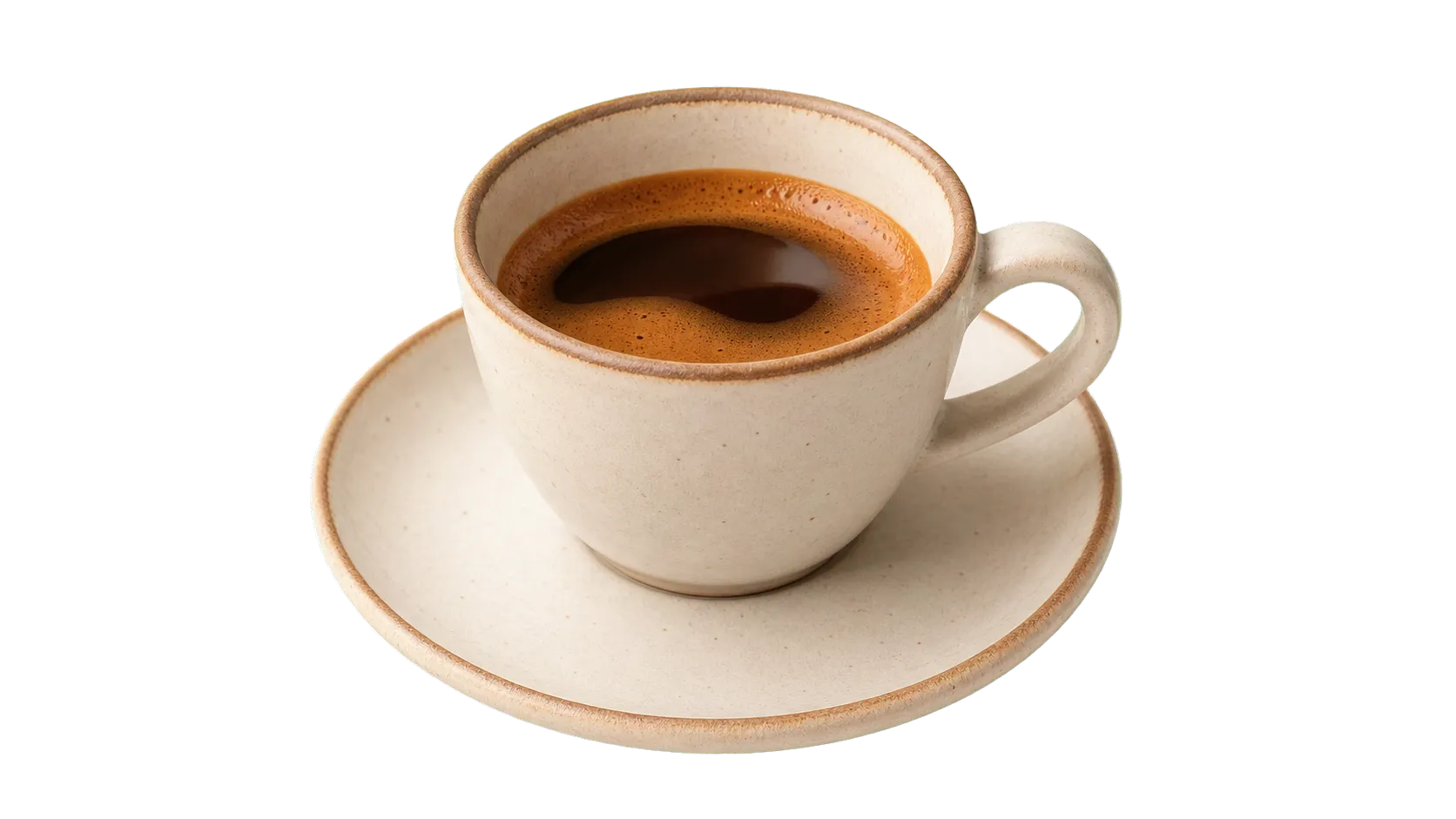 Tasse d’espresso en céramique ivoire, détourée sur fond transparent