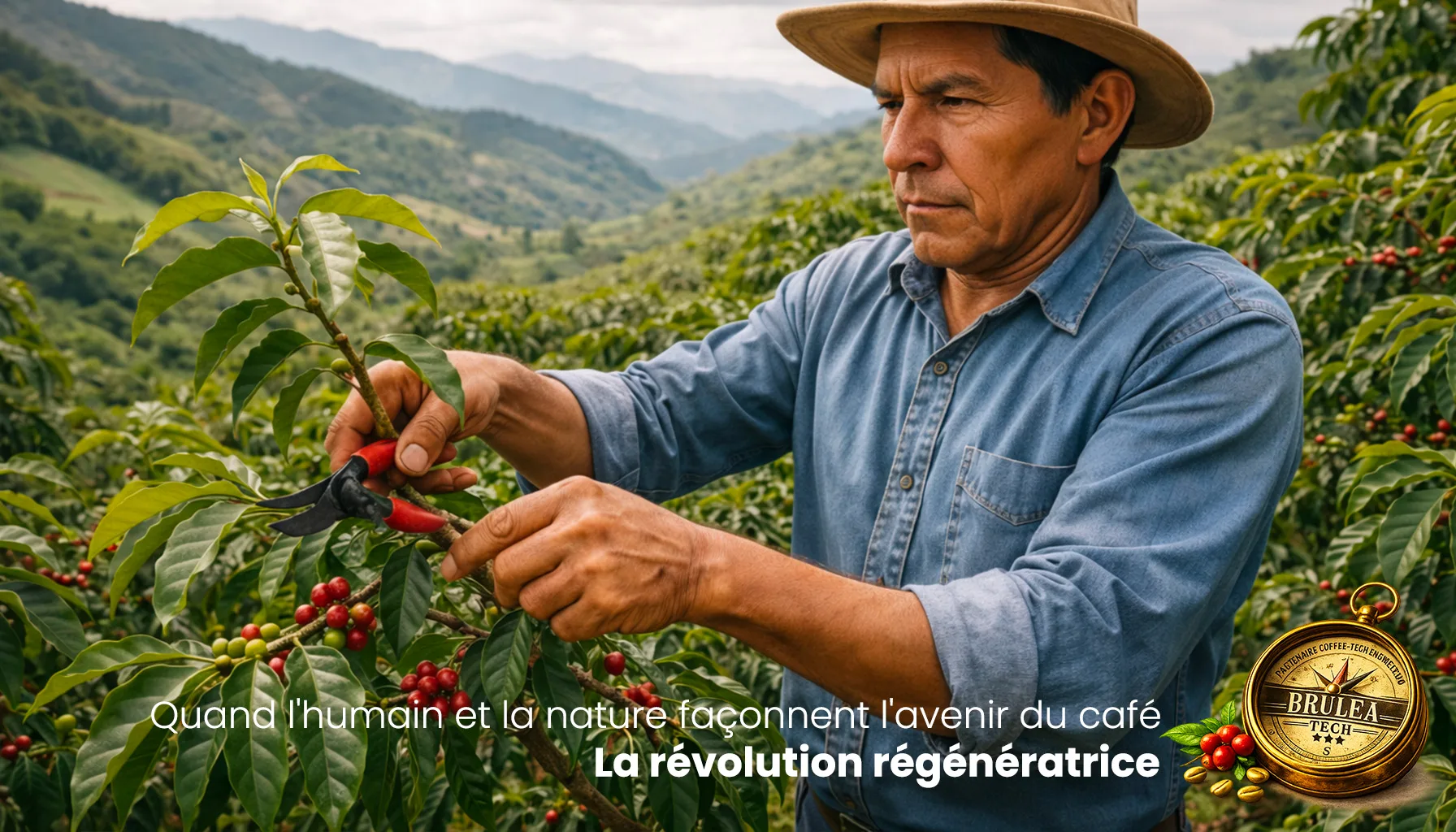 Producteur de caf&eacute; dans une plantation conduite en agroforesterie