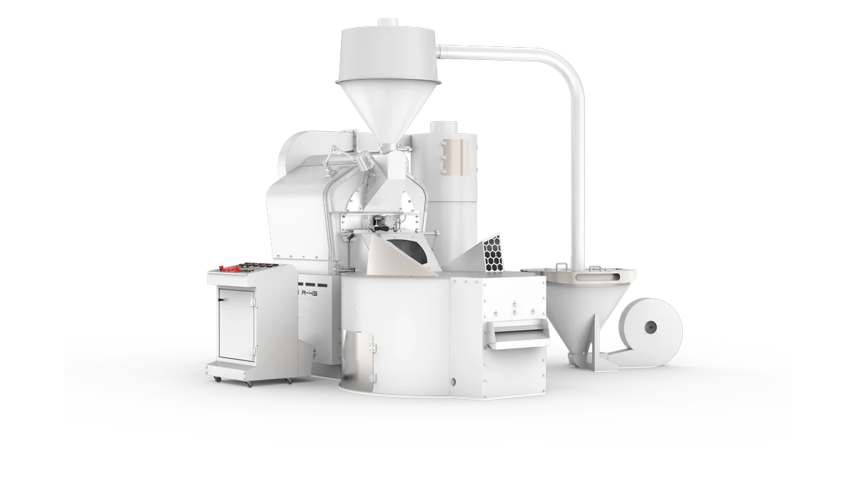 Ghibli R45, torréfacteur commercial Coffee-Tech avec élévateur pneumatique et collecteur