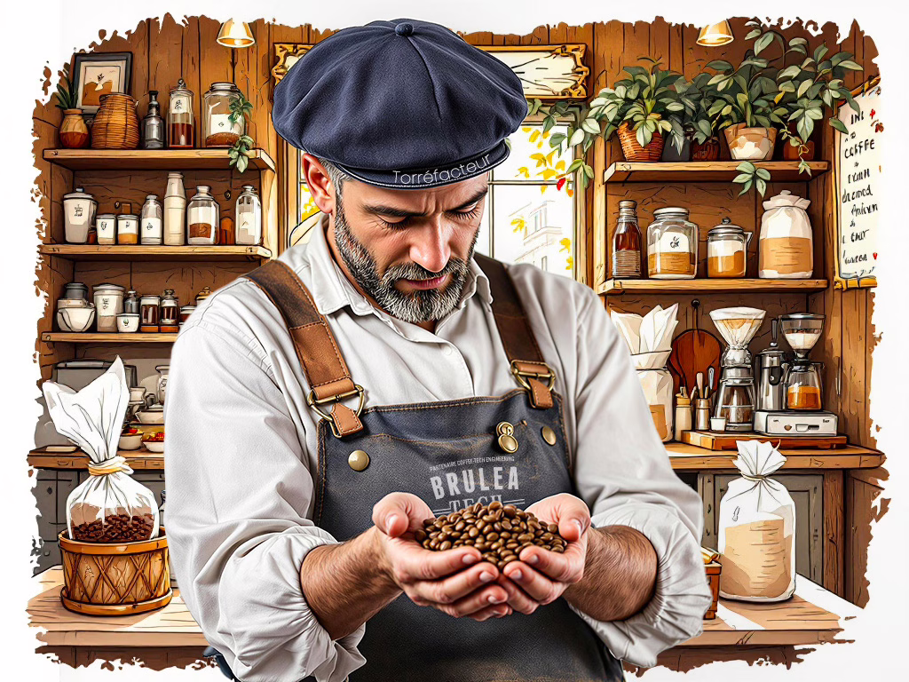 Artisan torréfacteur devant son équipement